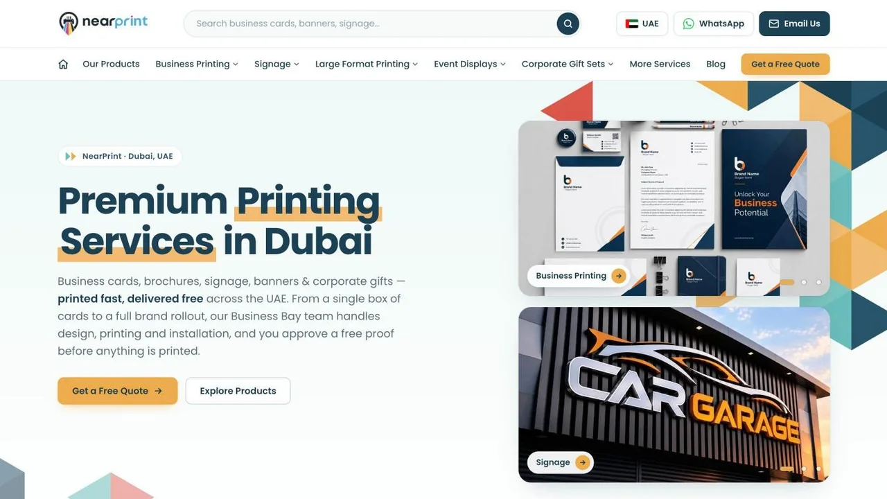 Homepage of the NearPrint website