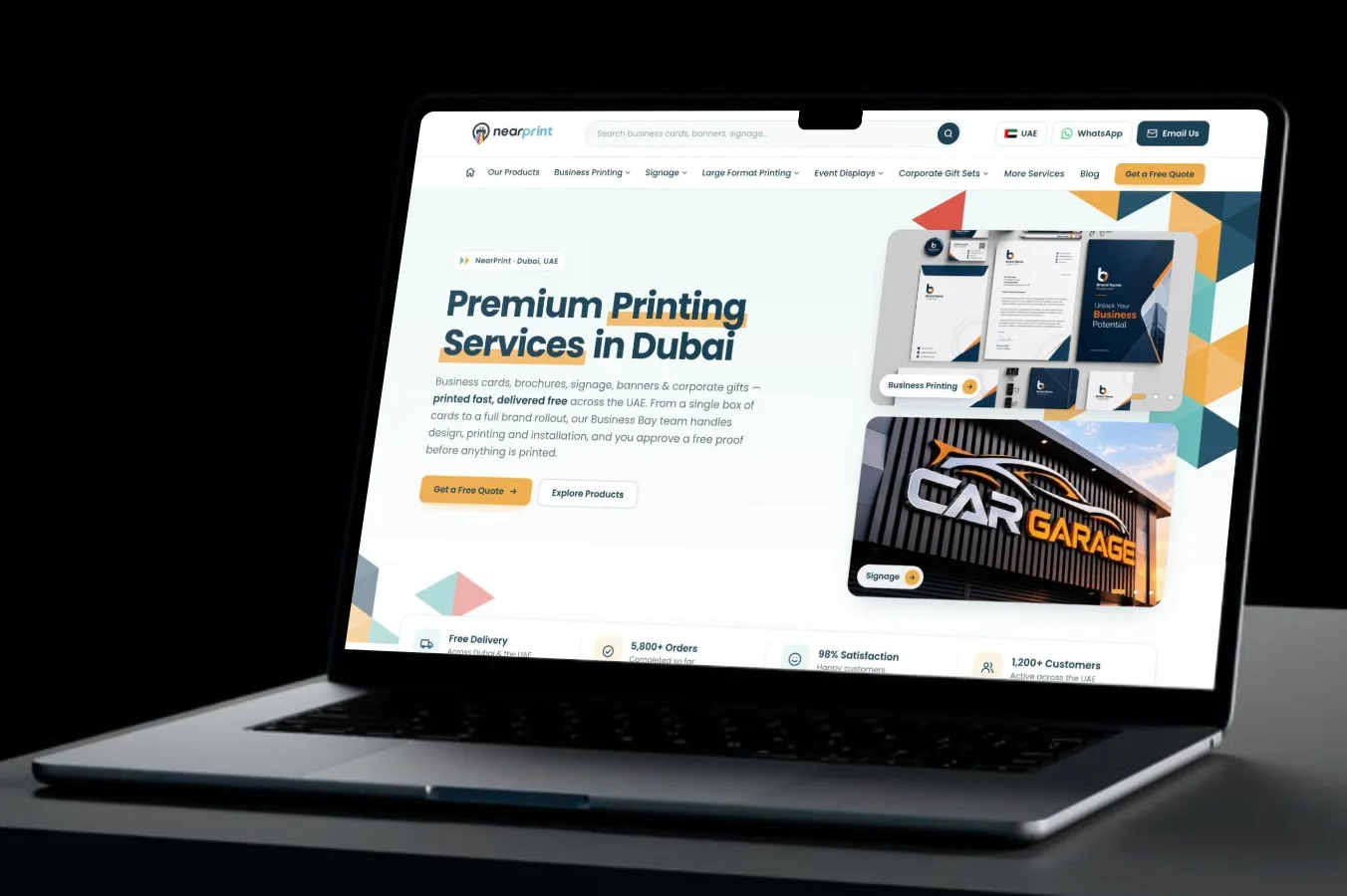 NearPrint website shown on a laptop