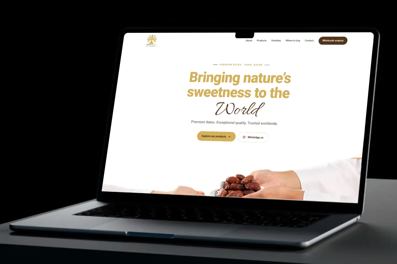 Sedra Dates website shown on a laptop